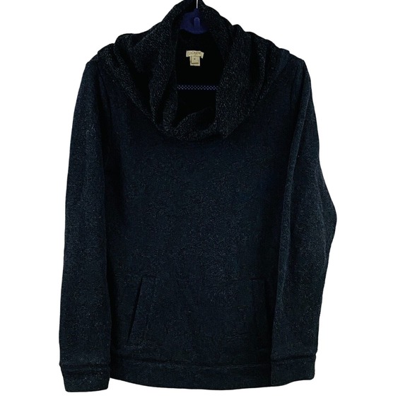 Womens M J.Crew Funnel Neck Sweatshirt Heather Charcoal Front Pocket #E0820 - Picture 1 of 6